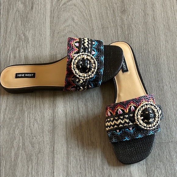 Nine West Black and Colorful Woven Sandals (NWOT) - Picture 10 of 10